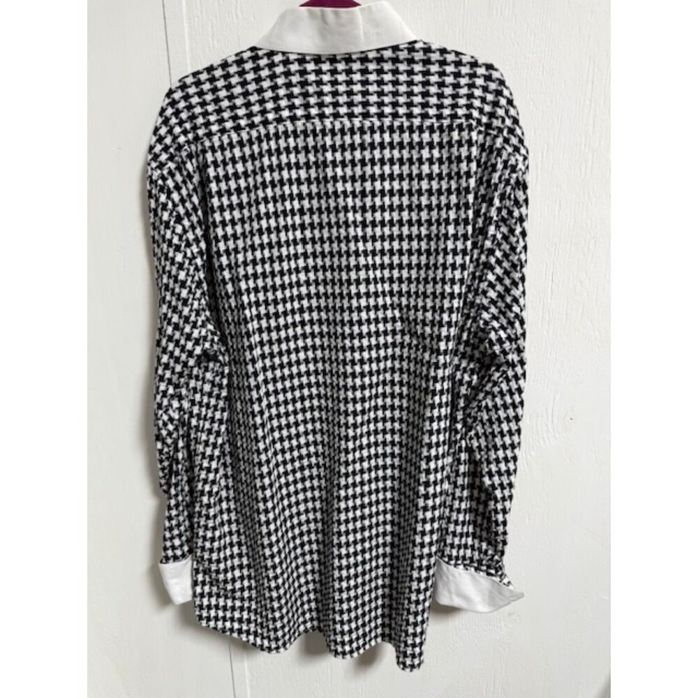 Steve Land Men's Black & White Houndstooth Button Down Long Sleeve 18 36/37 Tall - Picture 2 of 7